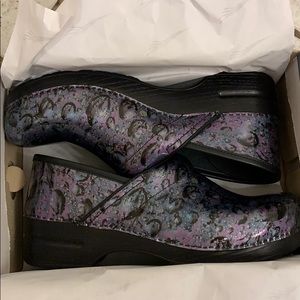 Dansko Multi Raindrop Patent Clogs